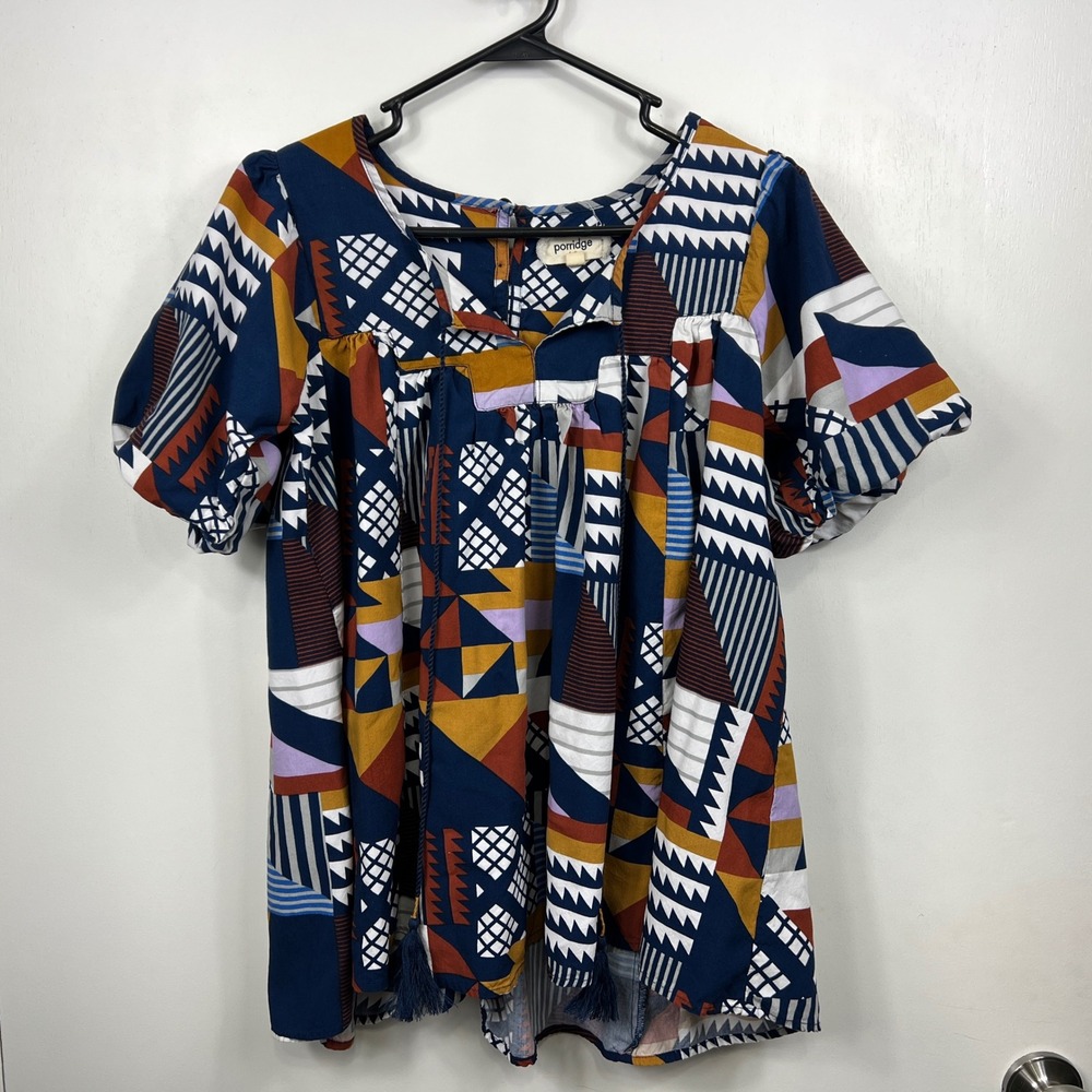 Porridge Anthropologie Womens Ventura Abstract Top Size XS Boho Peasant Babydoll